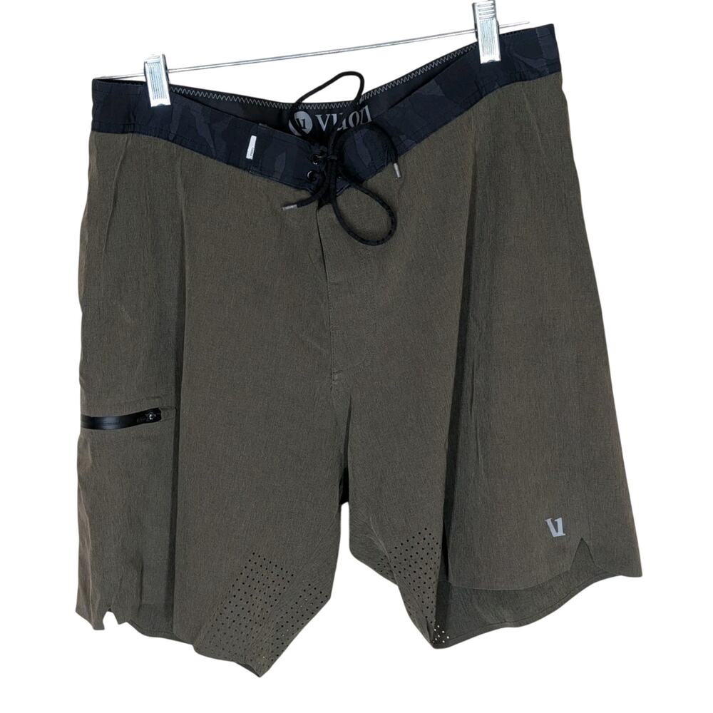 Vuori Olive Green and Black Men's Swim Trunks